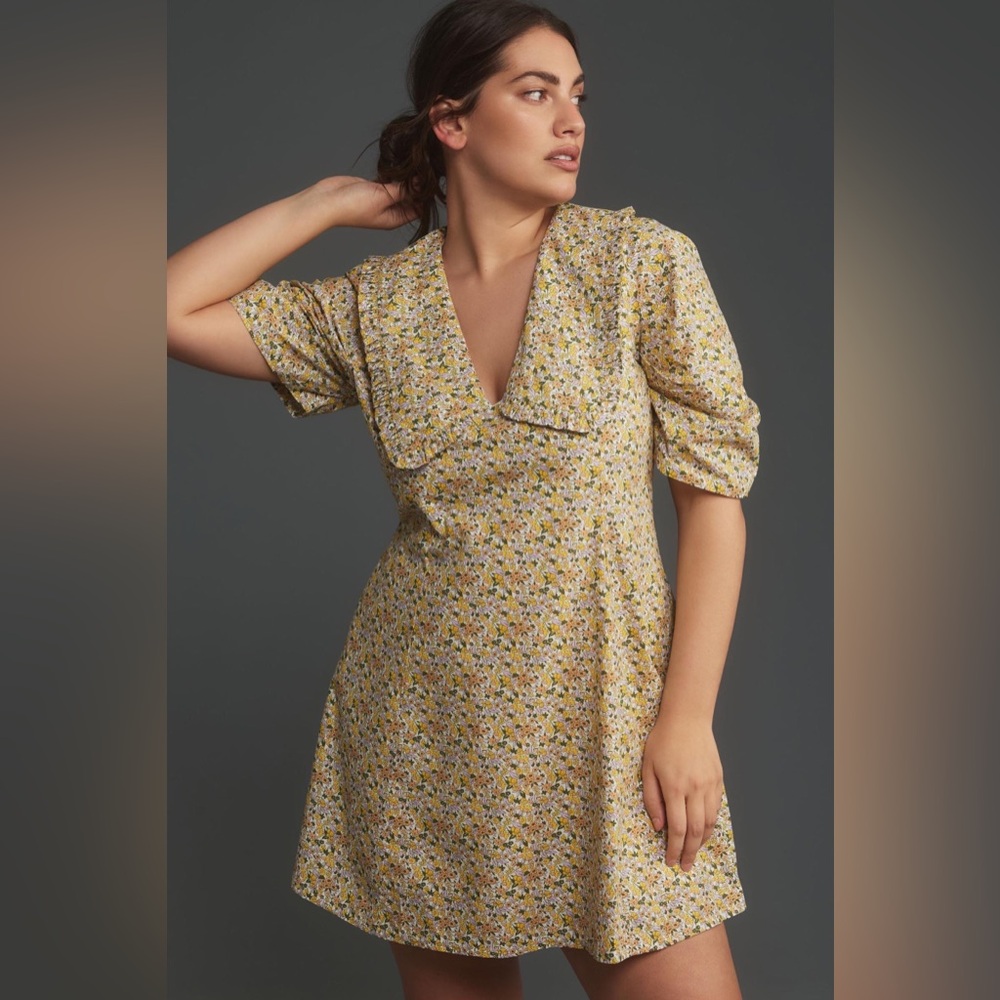 Anthropologie Yellow Floral Dress